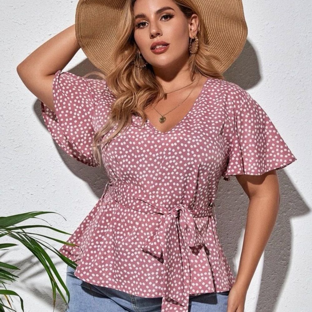 Pink V neck blouse